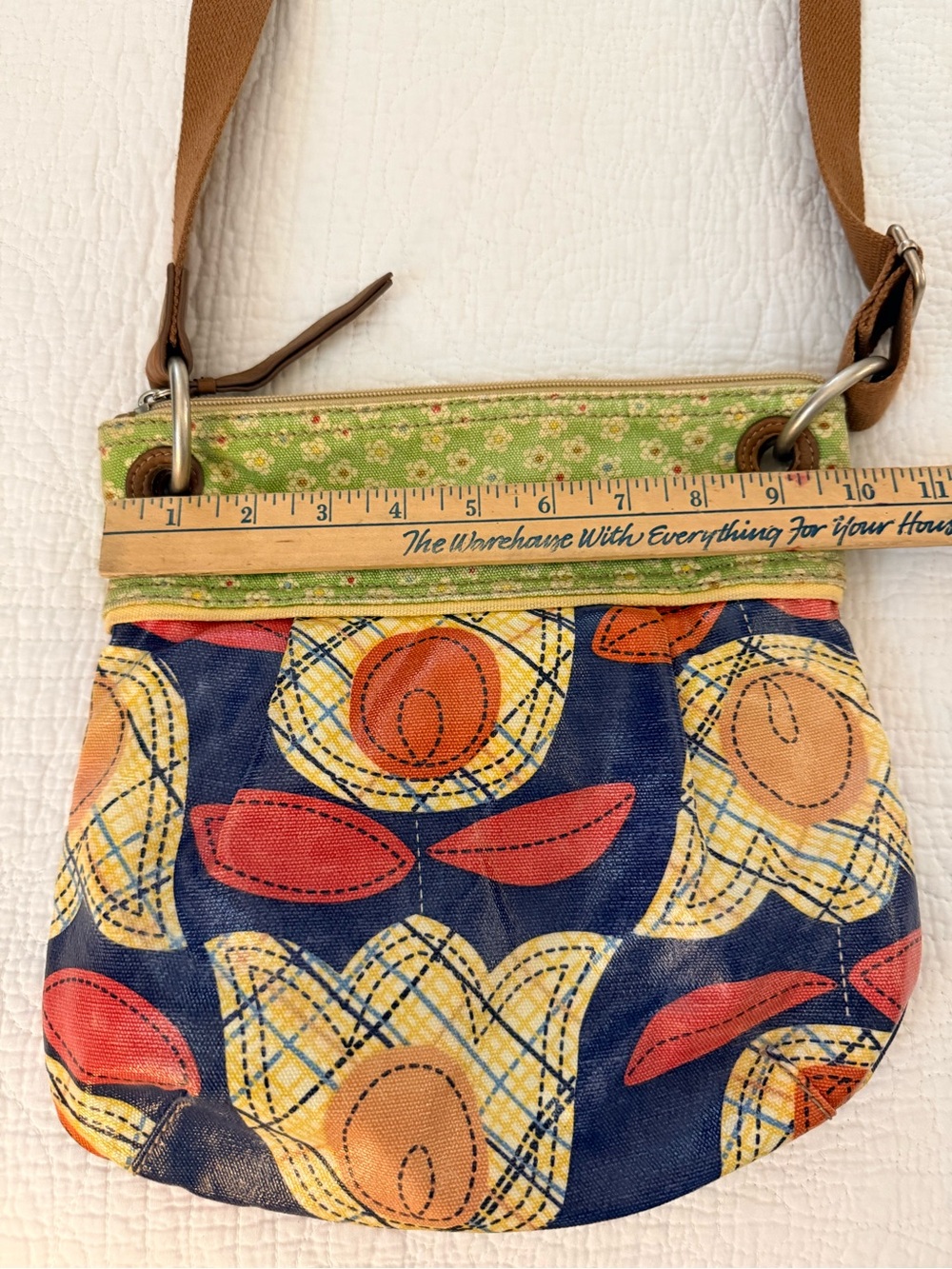 Vintage Fossil Green & Multicolor Crossbody Shoulder Bag - Picture 8 of 8